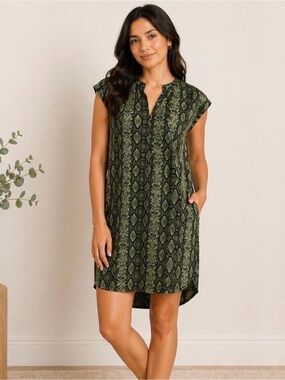 Anthropologie Olive and Black Abstract Print Dress